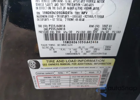 2005 Ford Freestyle Limited from USA, damaged, VIN 1FMDK06105GA42416